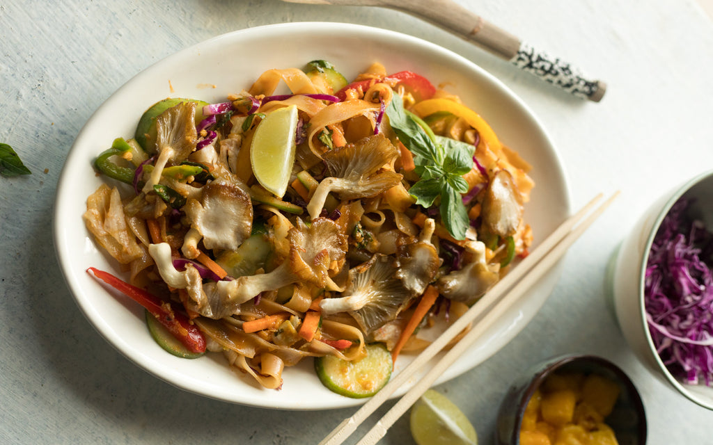 Oyster Mushroom Pad Thai Inspired Salad